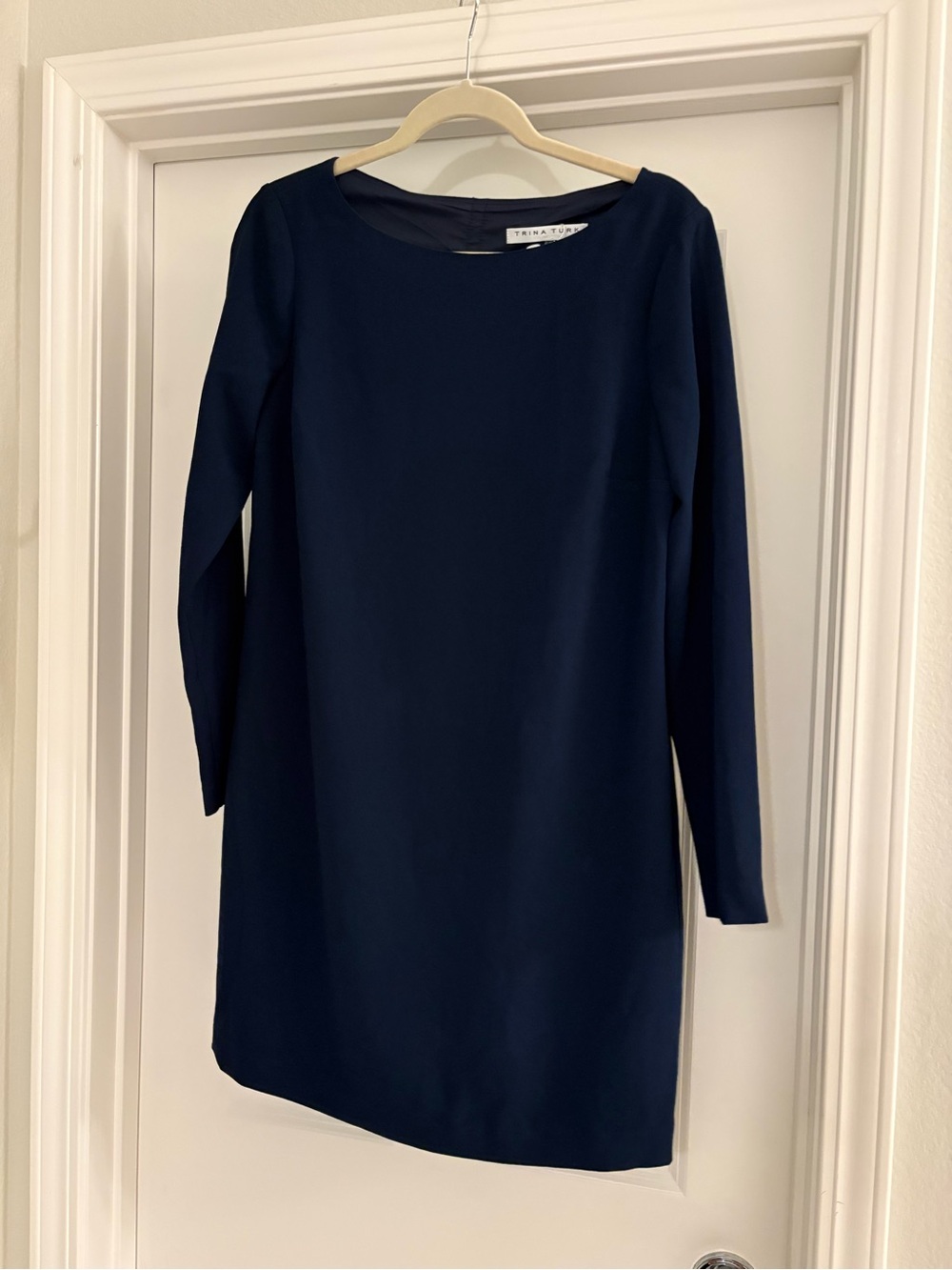 NWT Trina Turk Lavalier Indigo Shift Dress Long-Sleeve, Size 4